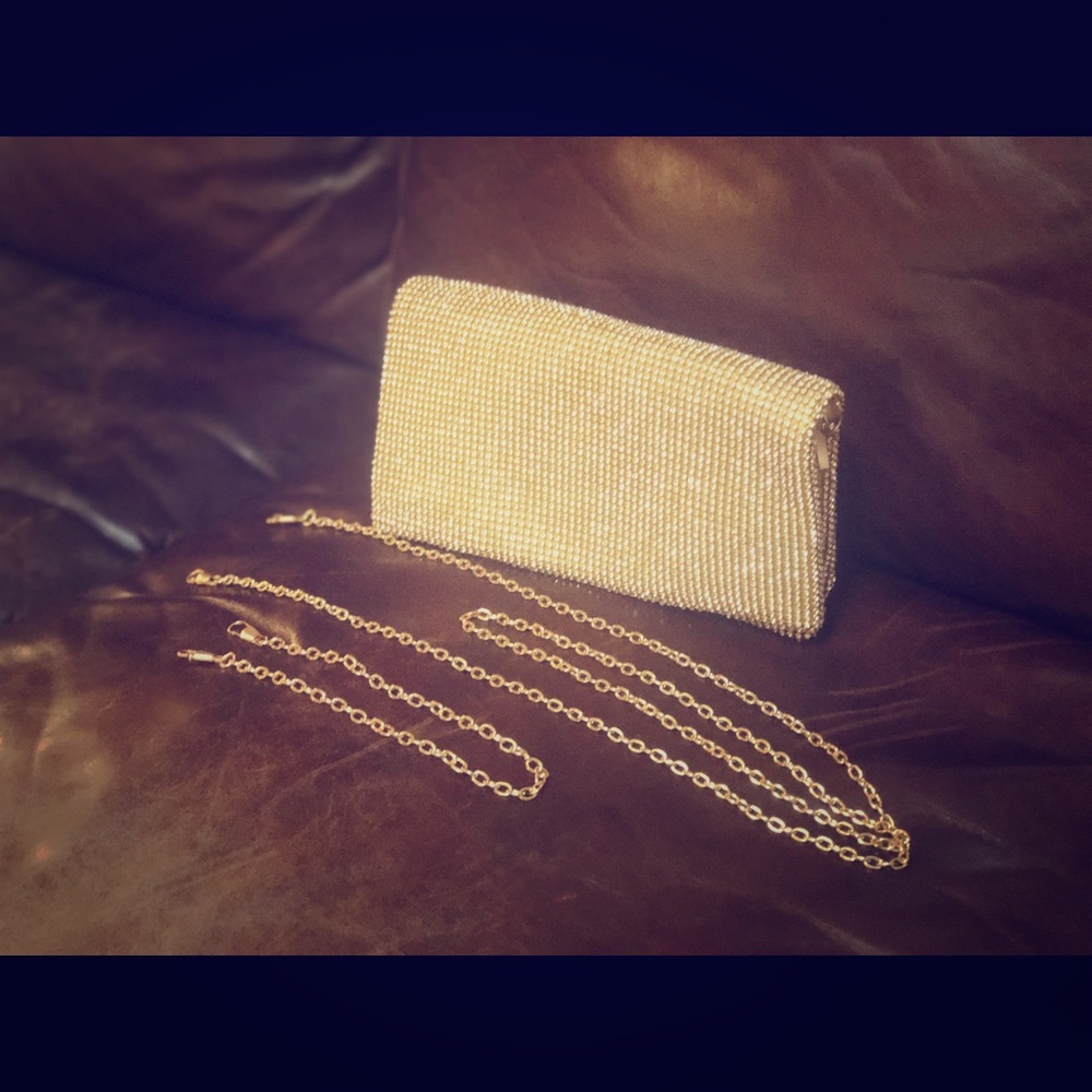 Gold and faux diamond clutch